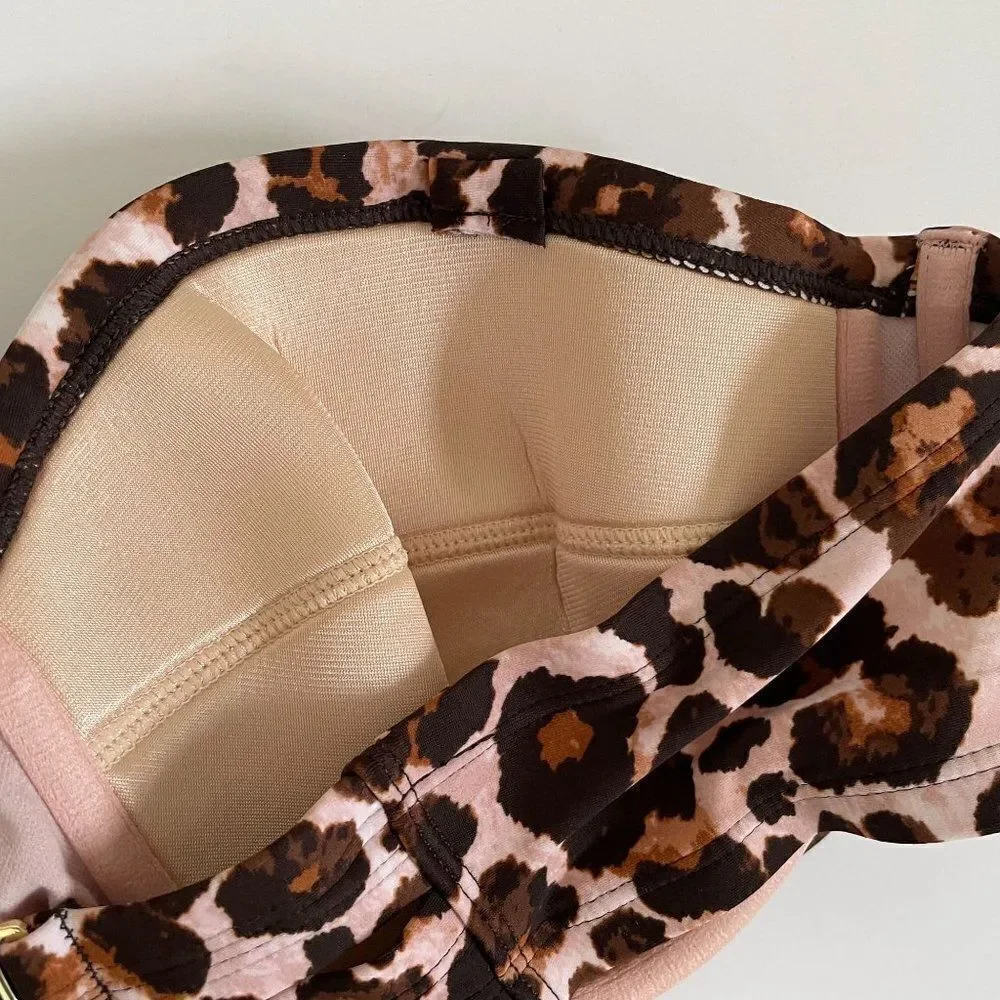 Kona Sol Swim Top Bandeau‎ Animal Print Leopard Plus Womens